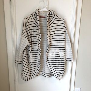 edc Esprit Cream Black Stripe Hooded Jacket Large